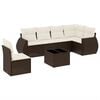 vidaXL 7-tlg. Garten-Sofagarnitur mit Kissen Braun Poly Rattan