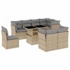 vidaXL 9-tlg. Garten-Sofagarnitur mit Kissen Beige Poly Rattan