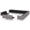 vidaXL 13-tlg. Garten-Lounge-Set mit Kissen Poly Rattan Dunkelgrau