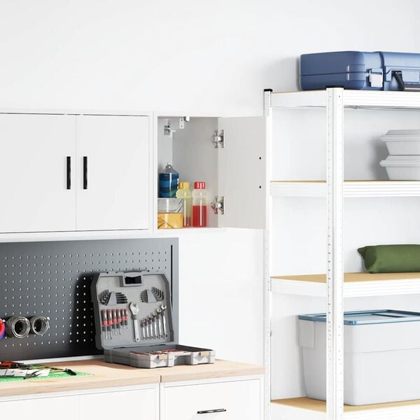 vidaXL Garagen-Wandschrank Wei&szlig; Holzwerkstoff