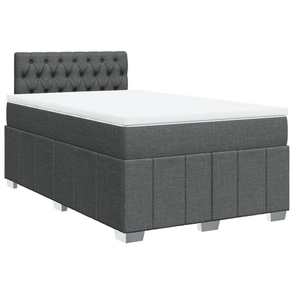 vidaXL Boxspringbett mit Matratze Dunkelgrau 120x200 cm Stoff
