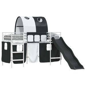 vidaXL Kinder-Etagenbett Wei&szlig; und Schwarz 74,5 x 190 cm Metall