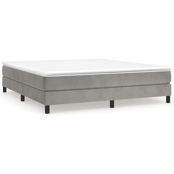 vidaXL Boxspringbett mit Matratze Hellgrau 180x200 cm Samt