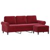 vidaXL 3-Sitzer-Sofa mit Hocker Weinrot 180 cm Samt