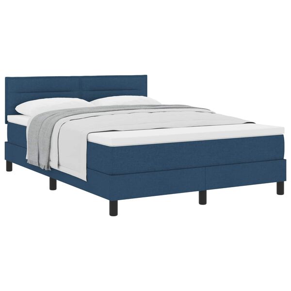 vidaXL Boxspringbett mit Matratze mit Kopfteil Blau 140 x 200 cm Stoff