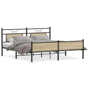 vidaXL Metallbett ohne Matratze Sonoma-Eiche 160x200 cm