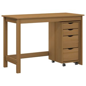 vidaXL Desk und Rolling Cabinet Set MOSS 2 stk. Honigbraun