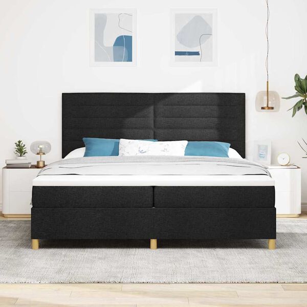 vidaXL LED Boxspringbett mit Matratze Schwarz 200 x 200 cm Stoff