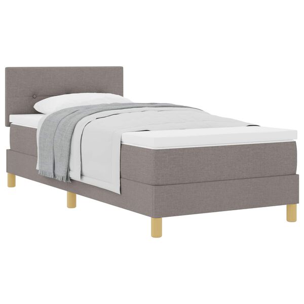 vidaXL Boxspringbett mit Matratze mit Kopfteil Taupe 80 x 200 cm Stoff