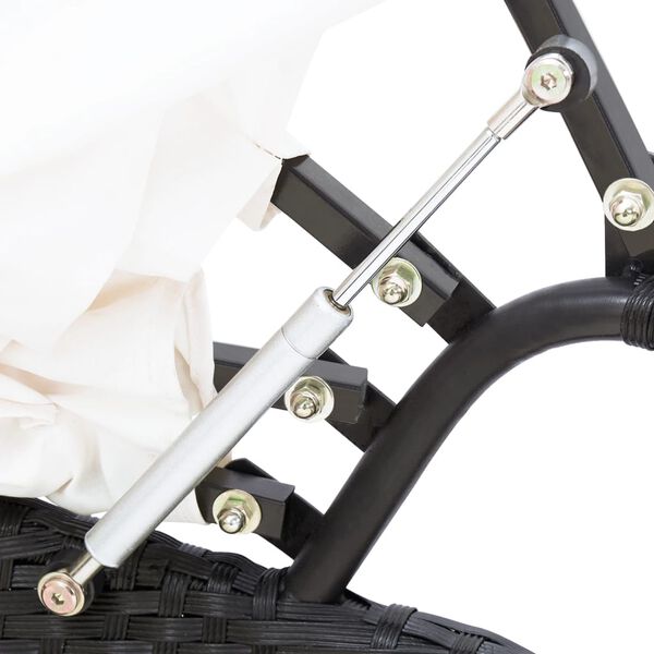 vidaXL Outdoor-Loungebett mit Dach Poly Rattan Schwarz