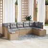 vidaXL Gartensofa-set mit Kissen 7 pcs Beige und Hellgrau Polyrattan