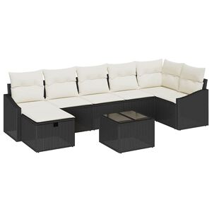vidaXL Sofa Set mit Kissen mit Speicher 8 pcs Schwarz Poly-Rattan