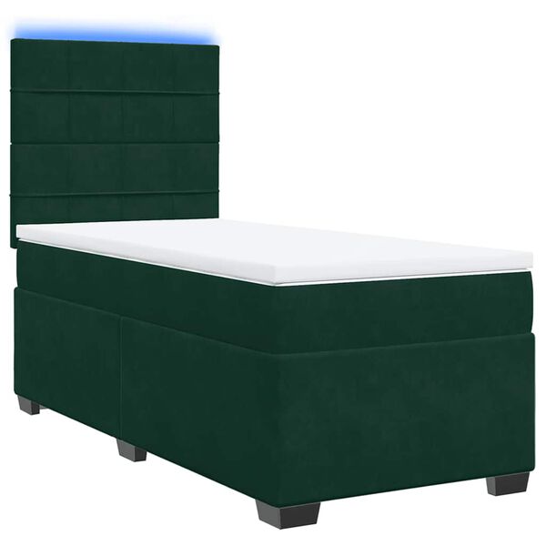 vidaXL Boxspringbett mit Matratze Dunkelgr&uuml;n 90x190 cm Samt