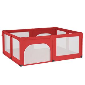 vidaXL Laufstall mit 2 T&uuml;ren Rot Oxford-Gewebe