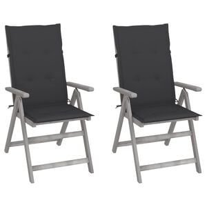 vidaXL Verstellbare Gartenst&uuml;hle 2 Stk. mit Auflagen Massivholz Akazie