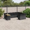 vidaXL 10-tlg. Garten-Sofagarnitur mit Kissen Schwarz Poly Rattan