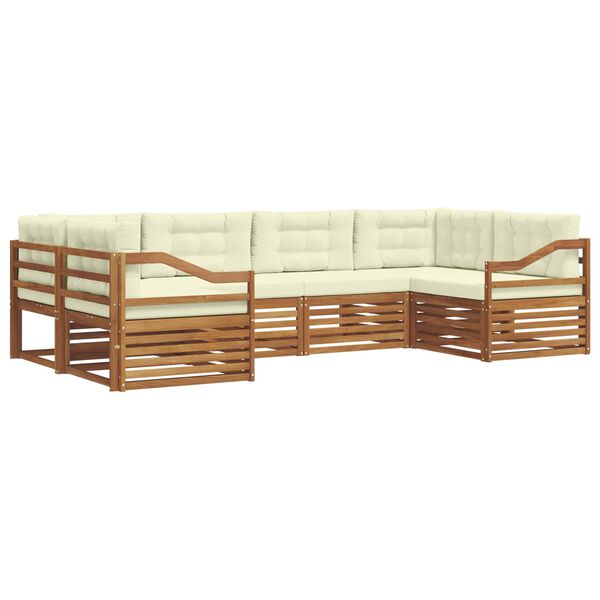 vidaXL Sofagarnituren 6 pcs Natur und Creme Massivholz Akazie