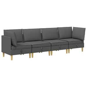 vidaXL Modular Sofa Set mit Stauraum 4 pcs Dunkelgrau Stoff