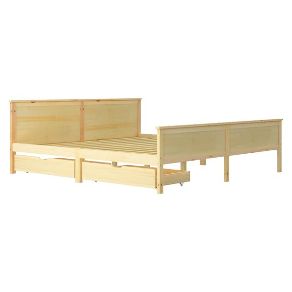 vidaXL Massivholzbett mit 2 Schubladen Kiefer 180x200 cm