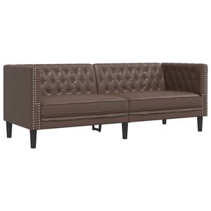 vidaXL Chesterfield-Sofa 3-Sitzer Braun Kunstleder