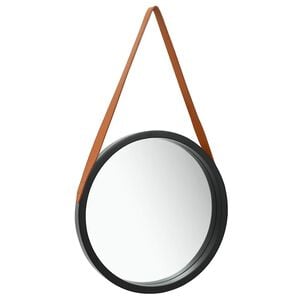 vidaXL Wandspiegel mit G&uuml;rtel 40 cm Schwarz