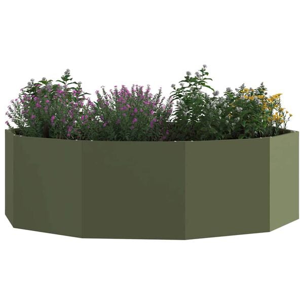 vidaXL Pflanzk&uuml;bel Olive Gr&uuml;n 120 x 120 x 35 cm Stahl