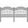 vidaXL Gartenzaun KAMPEN mit Speerspitze Schwarz 240 x 100 cm Stahl