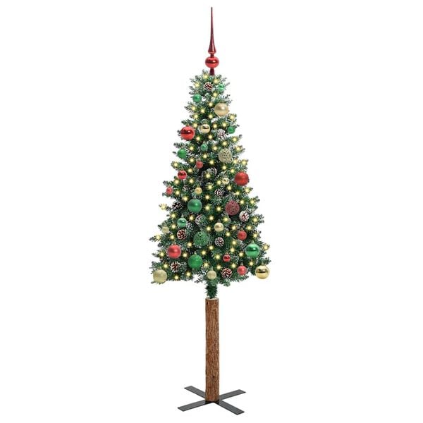 vidaXL Schlanker Weihnachtsbaum mit 150 LEDs Grün und Weiß 150 cm