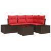 vidaXL Gartensofa-set 5 stk. Braun Poly-Rattan