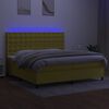 vidaXL Boxspringbett mit Matratze & LED Gr&uuml;n 200x200 cm Stoff