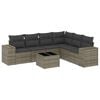 vidaXL 7-tlg. Garten-Sofagarnitur mit Kissen Grau Poly Rattan
