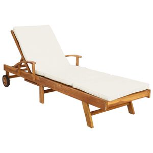 vidaXL Sonnenliege mit Kissen Massivholz Teak Braun und Creme