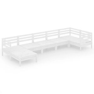 vidaXL 7-tlg. Garten-Lounge-Set Massivholz Kiefer Wei&szlig;