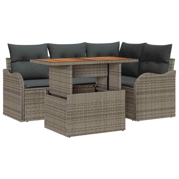 vidaXL Garten-Sofa-Set mit Kissen 5 pcs Grau