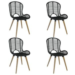 vidaXL Esszimmerstühle 4 Stk. Schwarz Natur Rattan