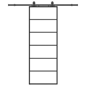 vidaXL Schiebet&uuml;r mit Beschlag Schwarz 76x205 cm ESG-Glas