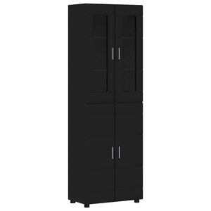 vidaXL Highboard mit T&uuml;r FLORIN Schwarz 60 x 35 x 182 cm Holzwerkstoff
