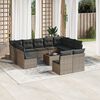 vidaXL 12-tlg. Garten-Sofagarnitur mit Kissen Grau Poly Rattan