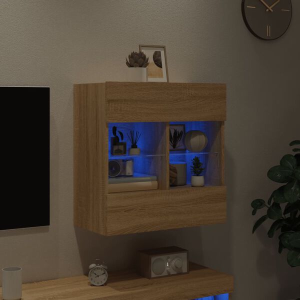 vidaXL TV-Wandschrank mit LED-Leuchten Sonoma-Eiche 58,5x30x60,5 cm