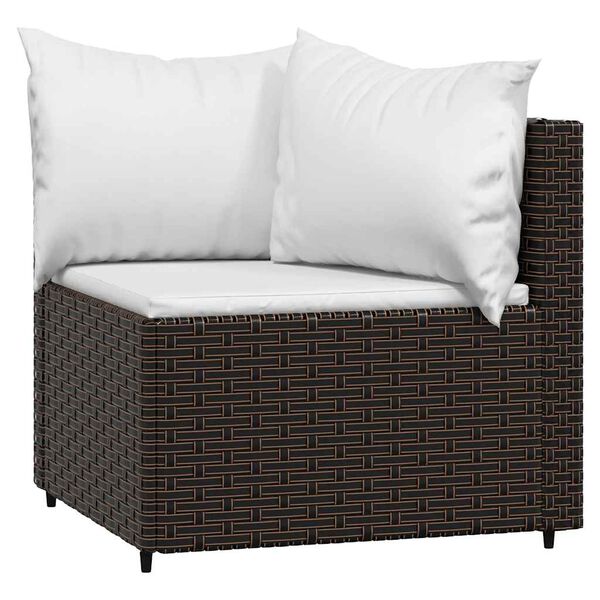 vidaXL Garten-Ecksofas mit Kissen 2 Stk. Braun Poly Rattan
