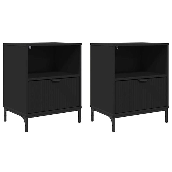 vidaXL Nachttisch 2 pcs Schwarz 49 x 36 x 61 cm Holzwerkstoff