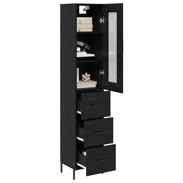 vidaXL Highboard Schwarz Eichen-Optik 34,5 x 34 x 180 cm Holzwerkstoff