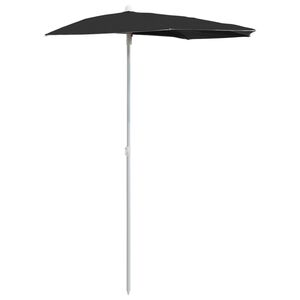 vidaXL Halb-Sonnenschirm mit Mast 180x90 cm Schwarz