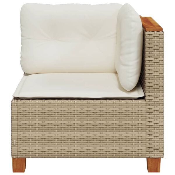 vidaXL Garten-Ecksofa mit Kissen Beige Poly Rattan