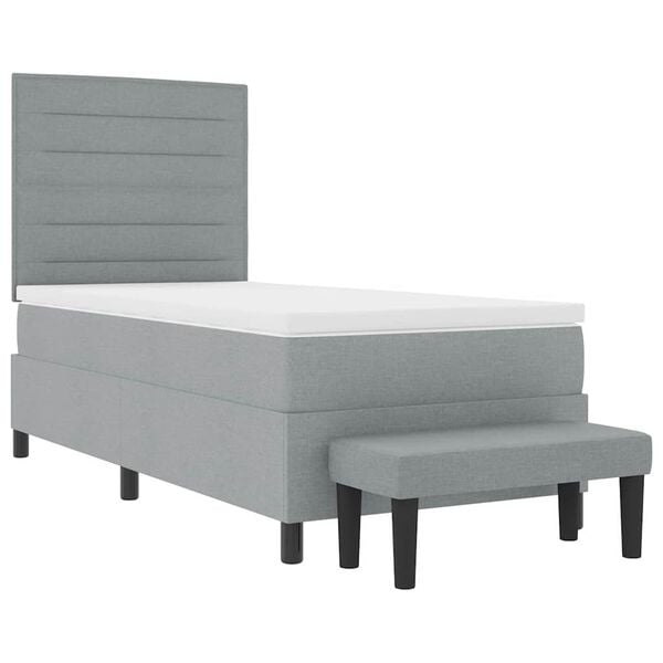 vidaXL Boxspringbett mit Matratze Hellgrau 90 x 200 cm Stoff