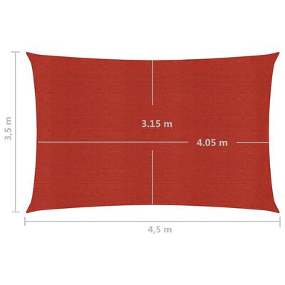 vidaXL Sonnensegel 160 g/m² Rot 3,5x4,5 m HDPE