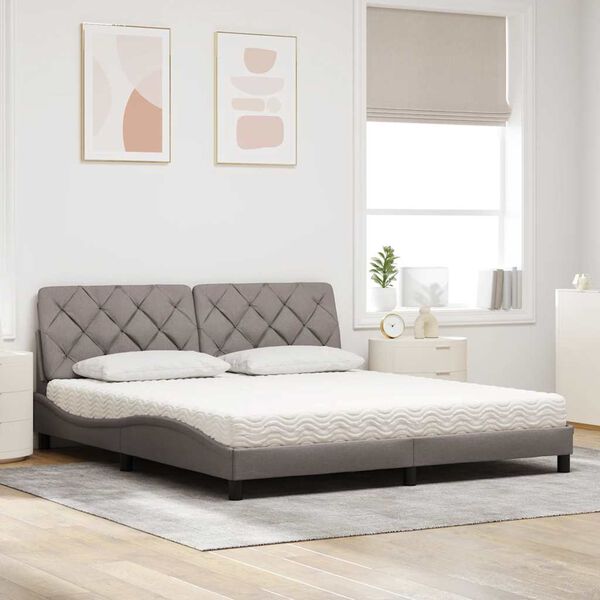 vidaXL Bett mit Matratze Taupe 180x200 cm Stoff
