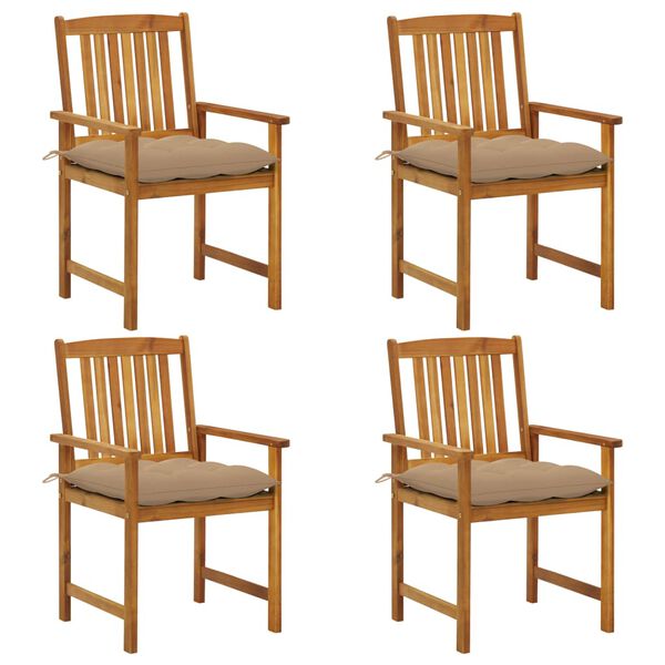 vidaXL Gartenst&uuml;hle mit Kissen 4 Stk. Massivholz Akazie