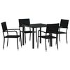 vidaXL Garten Essgruppe 5 stk. Schwarz Poly-Rattan
