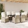 vidaXL Garten Essgruppe mit Kissen 7 pcs Beige Poly-Rattan